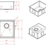 390mm Square Undermount Sink