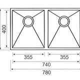 780mm Square Undermount Sink