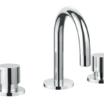 TPR-101 Round Handle Basin Set – Chrome bathroom faucet with round handles and a high-arching spout.