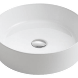 Above Counter Basin MG-7128 in glossy white ceramic with a round design and 32mm waste opening.