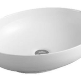 Oval Above Counter Basin A433 with a glossy white ceramic finish, measuring 515 x 390 x 140 mm, designed for modern bathrooms.