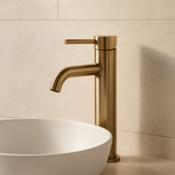 Marbella Brushed Gold Tall Round Basin Mixer