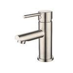 BNA-70A Brushed Nickel Basin Mixer with Straight Spout, 35mm cartridge, and water-efficient 5L/min flow rate.