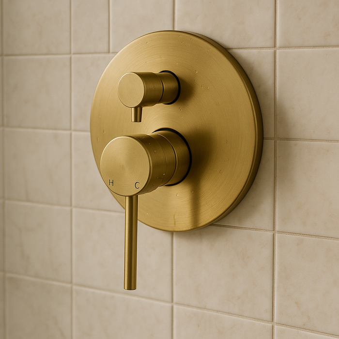 Brushed Gold Shower Mixer With Diverter