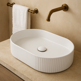 Fluted Oval Above-Counter Basin Ribbed Ceramic Design