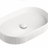 Fluted Oval Above-Counter Basin Ribbed Ceramic Design