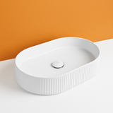 Fluted Oval Above-Counter Basin Ribbed Ceramic Design