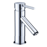 TK70B Round Basin Mixer – Chrome deck-mounted mixer with angular spout for modern bathrooms.