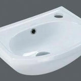 Semi Recessed Basin MG-8040A with glossy white ceramic finish and space-saving design.