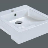 Semi Recessed Basin MG-8050-I with glossy white ceramic finish and space-saving design.
