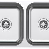 Undermount Sink BD-56 with polished stainless steel finish and two spacious bowls.