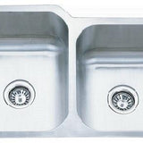 Undermount Sink BD-78 with polished stainless steel finish and dual bowls for kitchen and bathroom use.