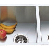 Undermount Sink BD-78 with polished stainless steel finish and dual bowls for kitchen and bathroom use.