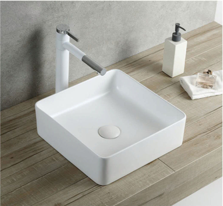 Square Countertop Ceramic Basin – Matte Finish 370mmx370mmx120mm