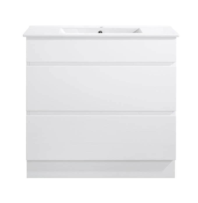Core 900W Freestanding Vanity 460mm – Gloss White Finish with Soft Close Drawers