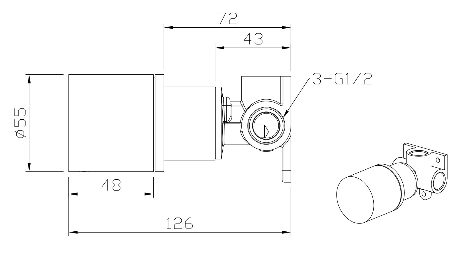 Chrome Progressive Wall Mixer 35mm cartridge