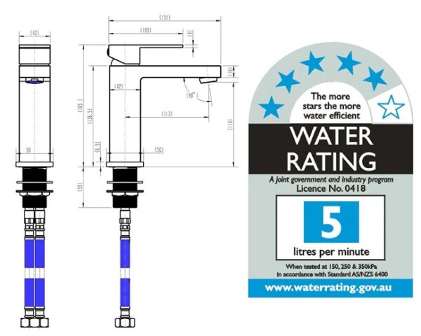 Chrome Square Basin Mixer