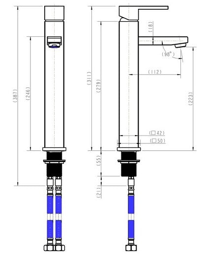 Chrome Square Tall Basin Mixer