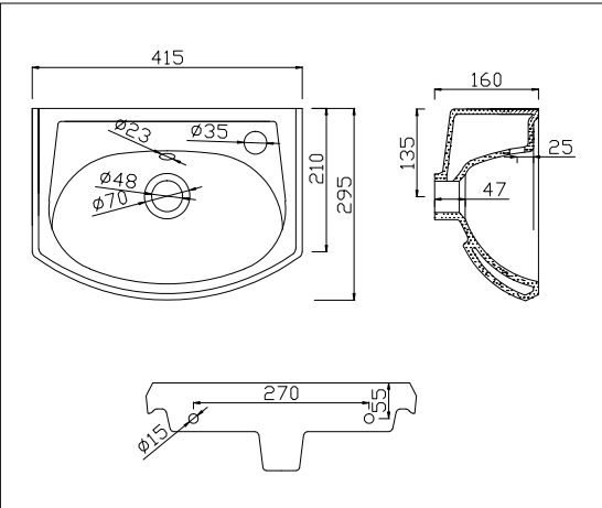 400 Semi Recessed Basin