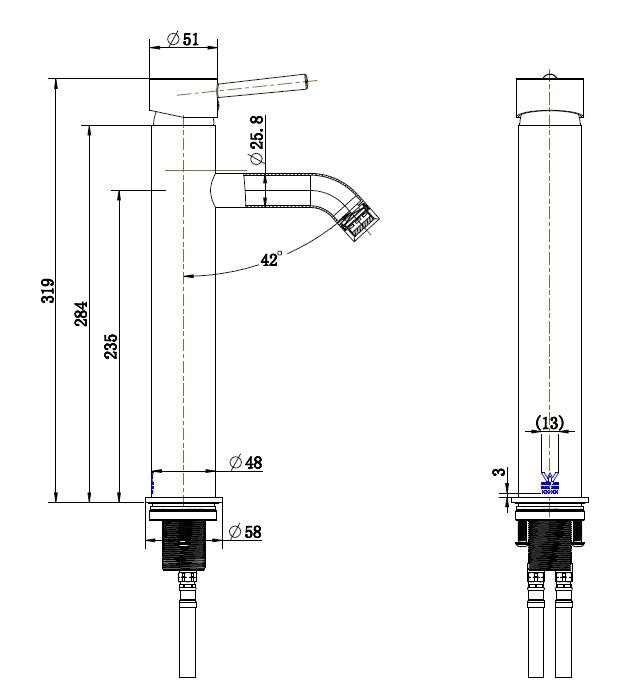 Chrome Tall Round Basin Mixer