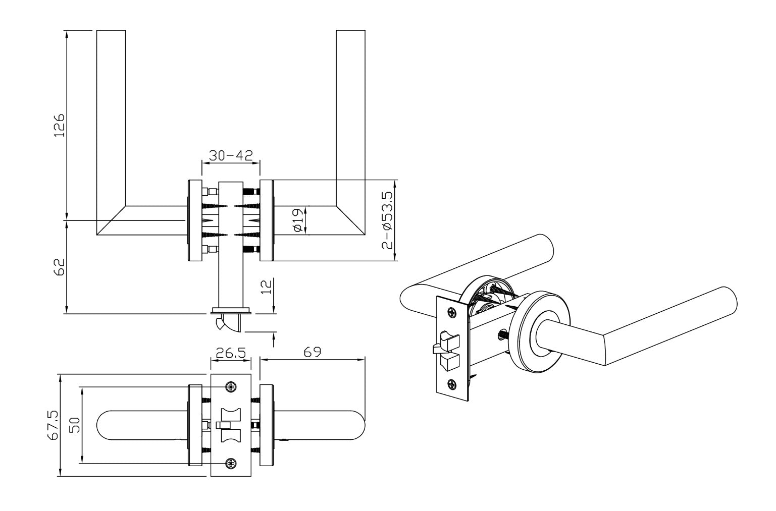 Cordoba Gunmetal Door Handle
