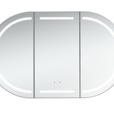 1200mm Amber LED Shaving Cabinet with Mirror – Oval Butterfly Design in Matt White or Natural Timber