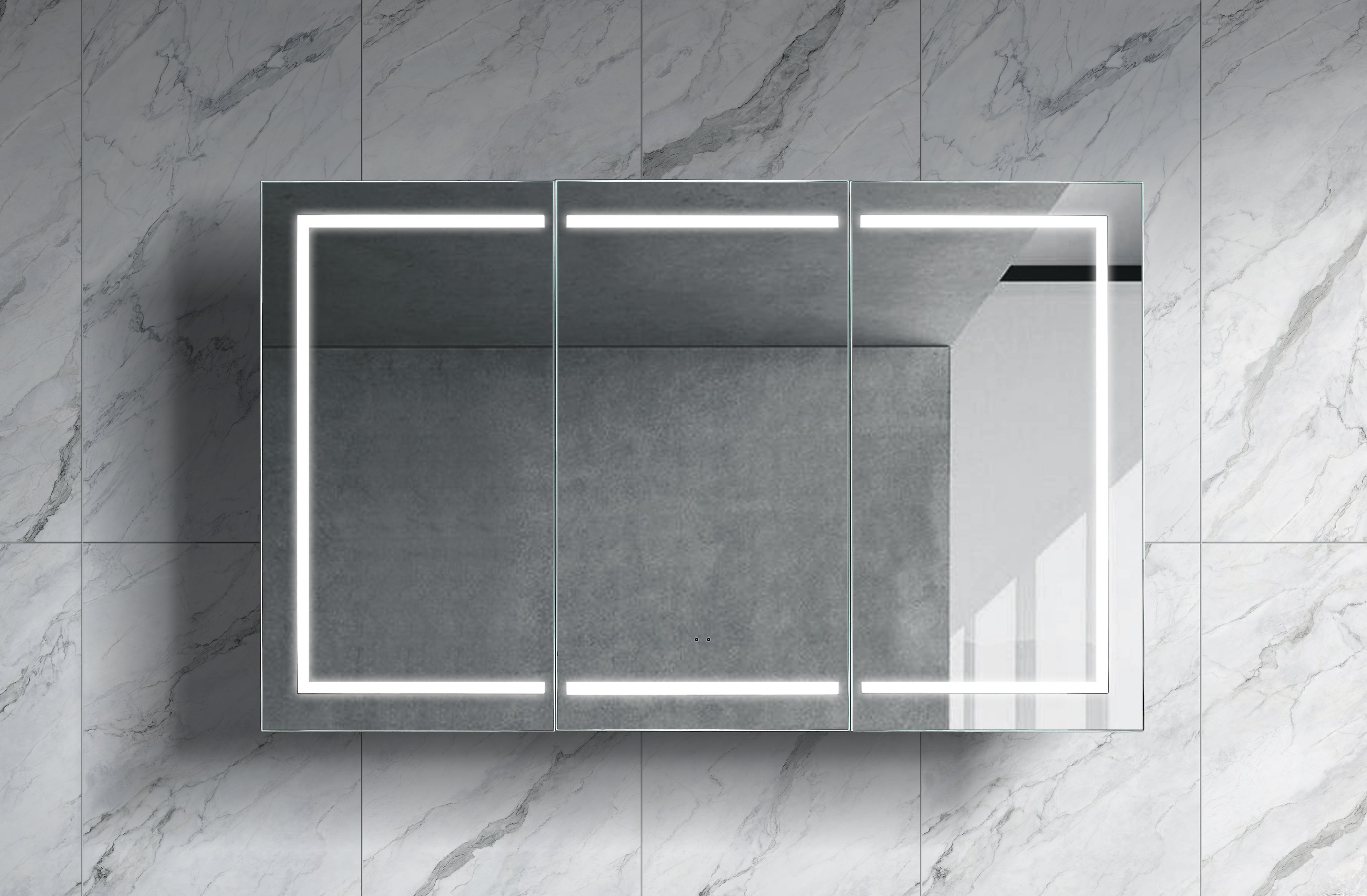 1200mm Brighton LED Shaving Cabinet – Pencil Edge Mirror with Butterfly Doors in Natural Timber or Matt White