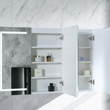 1200mm Brighton LED Shaving Cabinet – Pencil Edge Mirror with Butterfly Doors in Natural Timber or Matt White