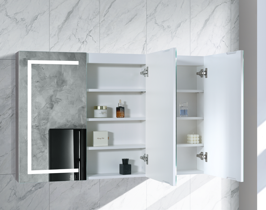 1200mm Brighton LED Shaving Cabinet – Pencil Edge Mirror with Butterfly Doors in Natural Timber or Matt White