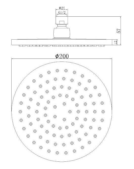 Cordoba Gunmetal Shower Head 200mm