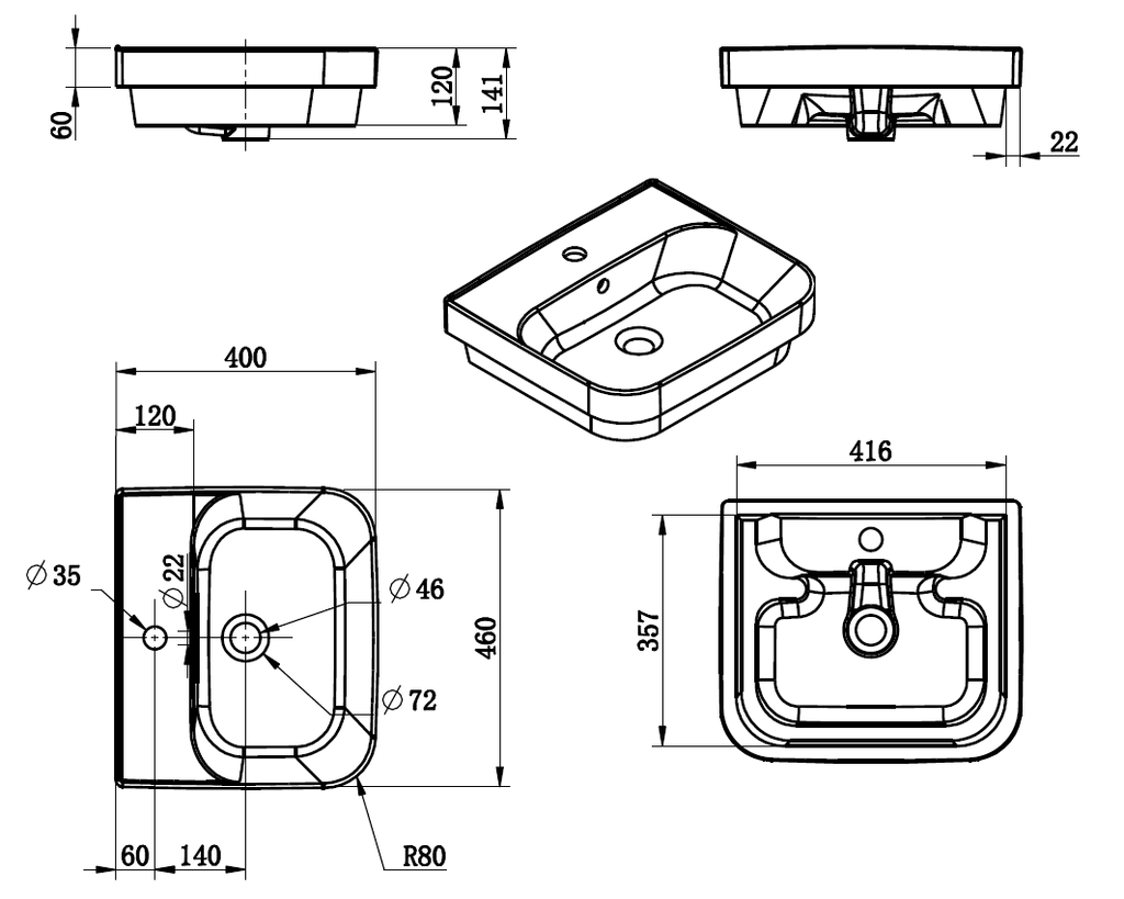 Drop-In Basin 460*400*140