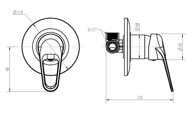 Duck Handle Wall Mixer