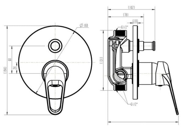 Duck Handle Wall Mixer With Diverter