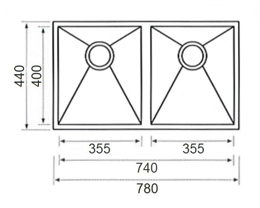 780mm Square Undermount Sink