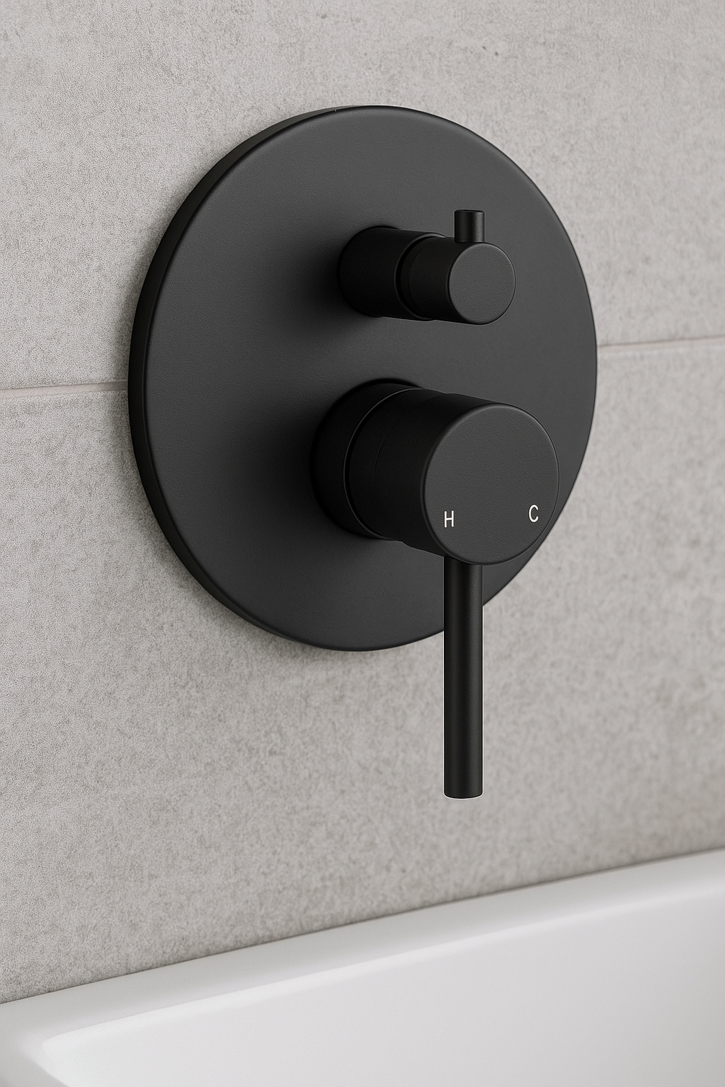 160mm Onix Black Round Wall Mixer with Diverter