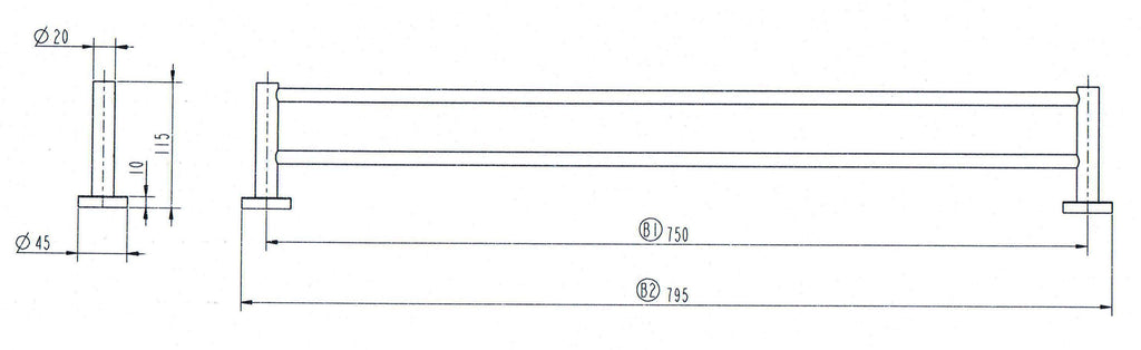 Marbella Brushed Gold Double Towel Rail 750mm