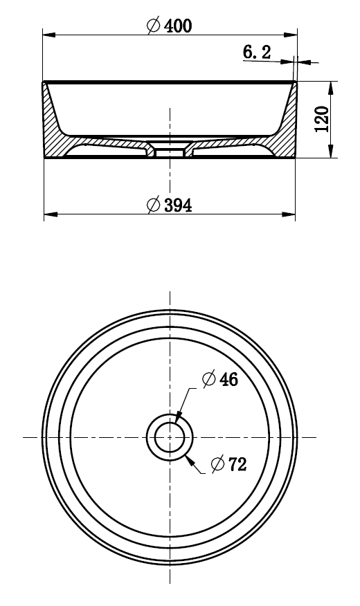 Above Counter Basin 400*400*120