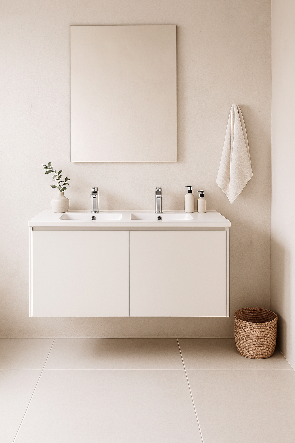 1800mm Double Bowl Vanity Top – Ceramic Twin Basin with Tap Hole Options