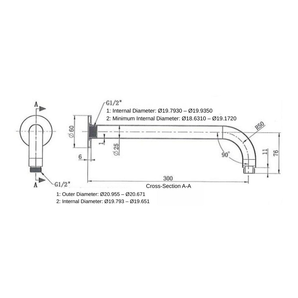 Marbella Brushed Gold Wall Mounted Arm