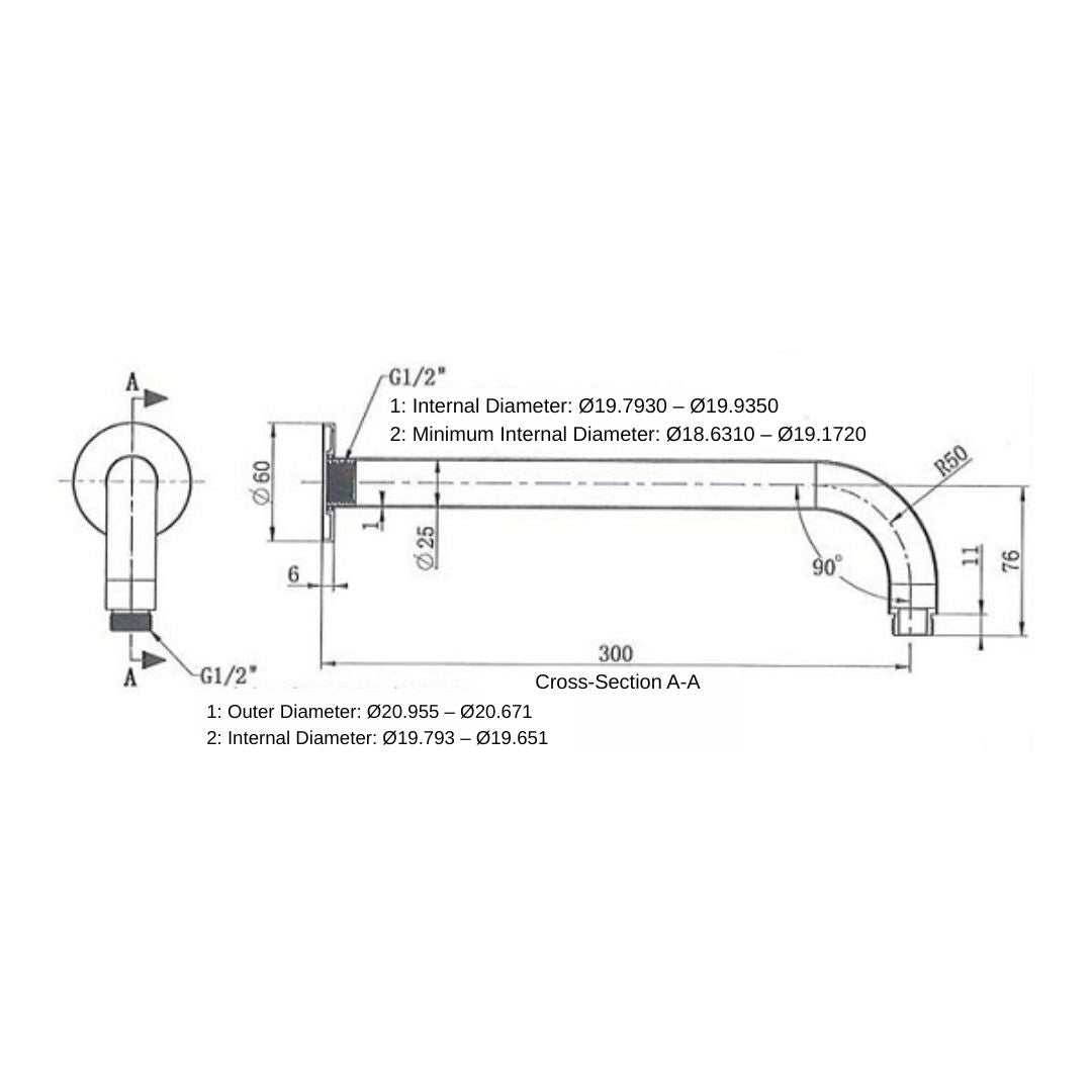 Marbella Brushed Gold Wall Mounted Arm