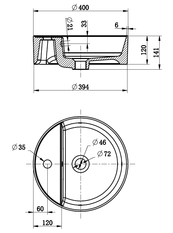 Above Counter Basin 400*400*170
