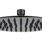 Black Round Shower Head – Ø 200mm with 6 Rubber Nipples and WELS 2 Star Rating