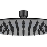 Black Round Shower Head – Ø 200mm with 6 Rubber Nipples and WELS 2 Star Rating