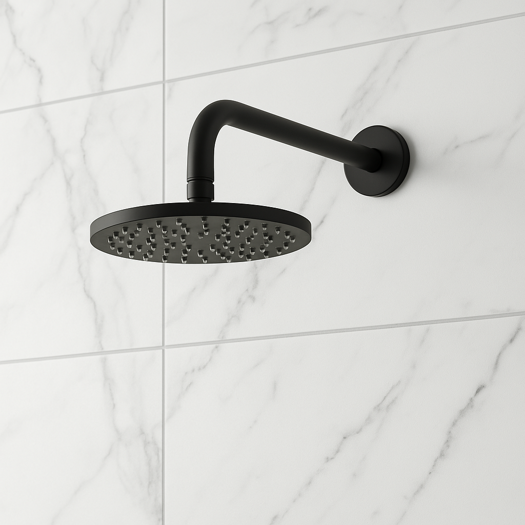 200 Black Round Showerhead On Arm