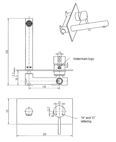 Round Black Wall Mixer with Spout