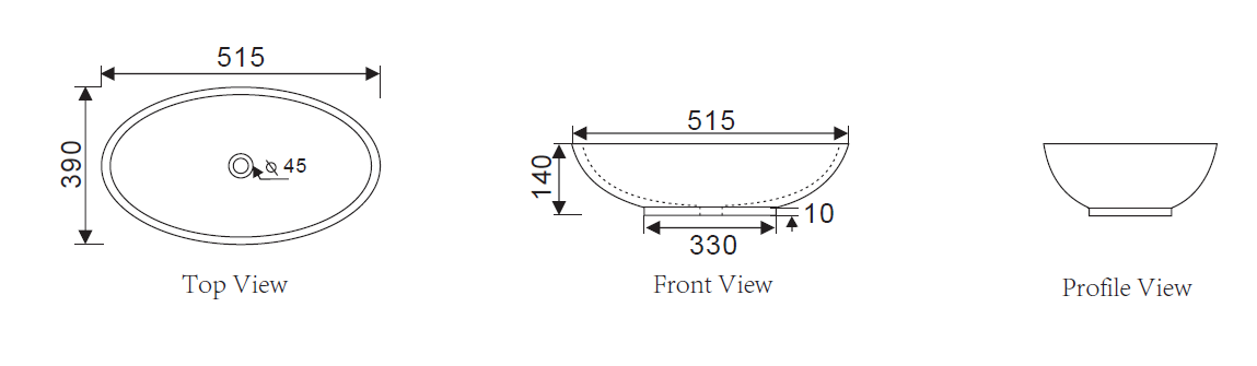 Above Counter Basin 515*390*140