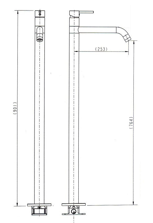Round Floor Mixer with a swivel spout