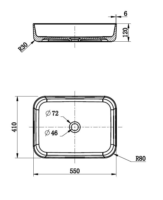 Above Counter Basin 550*410*120