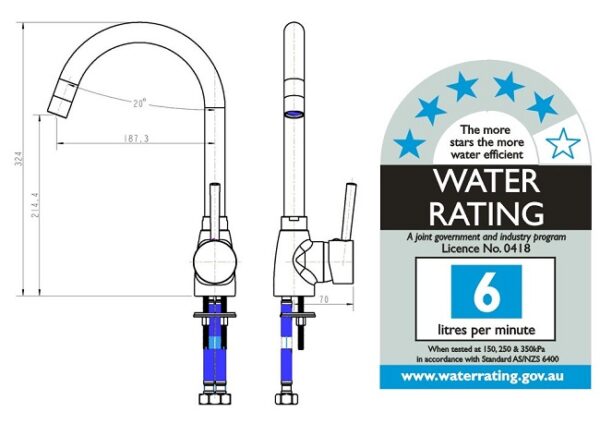 Round Kitchen Mixer 40mm cartridge