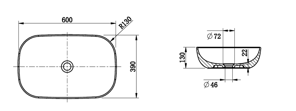 Above Counter Basin 600*400*130